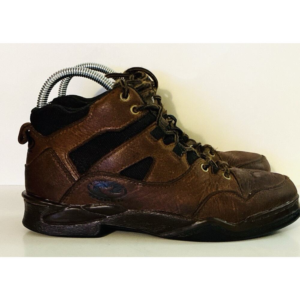 Roper Sz 7 Brn Western Horse Riding Ranch Leather Fabric Lace Up Boots-READ